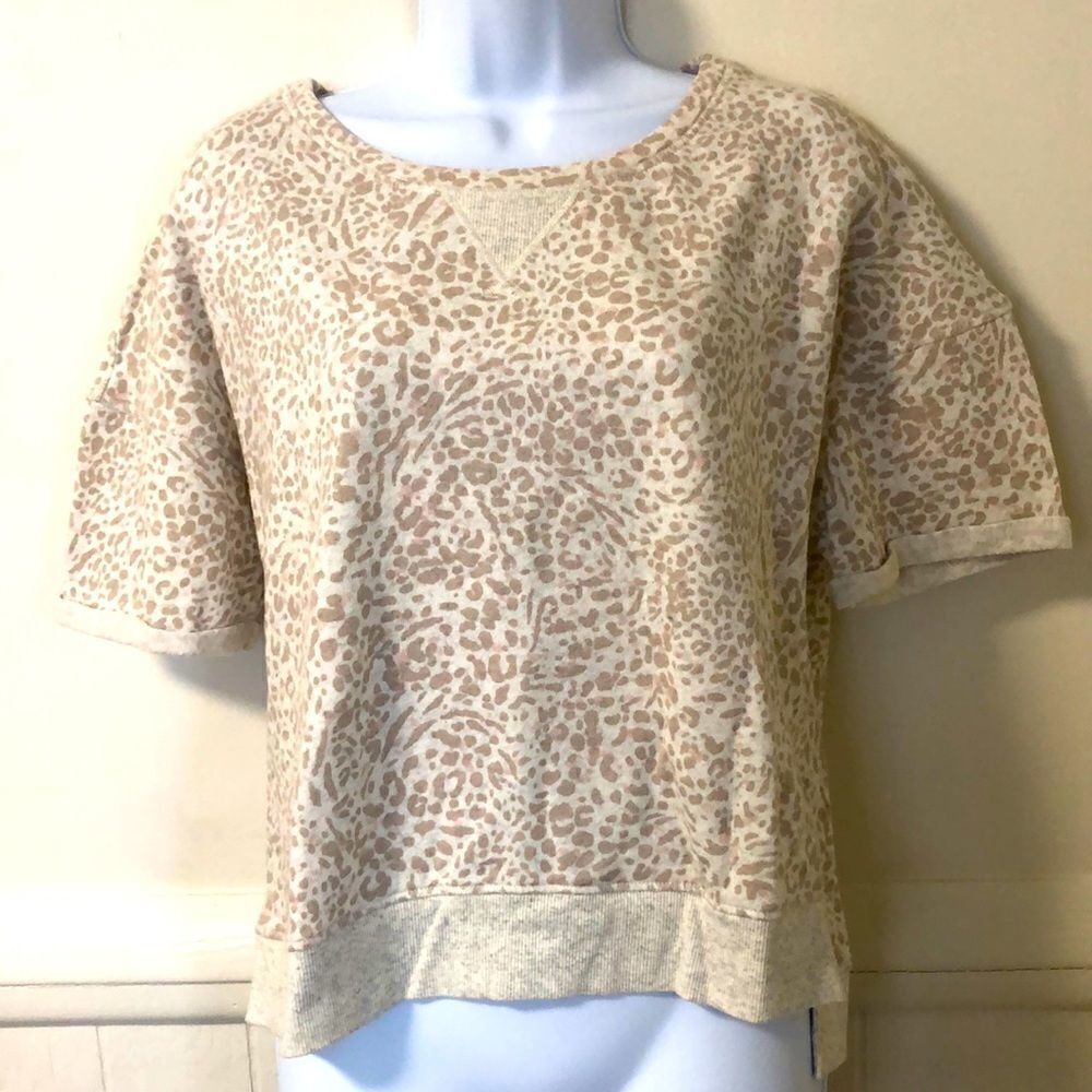 Stars Above Short  Sleeved Leopard Print  Sweatshirt